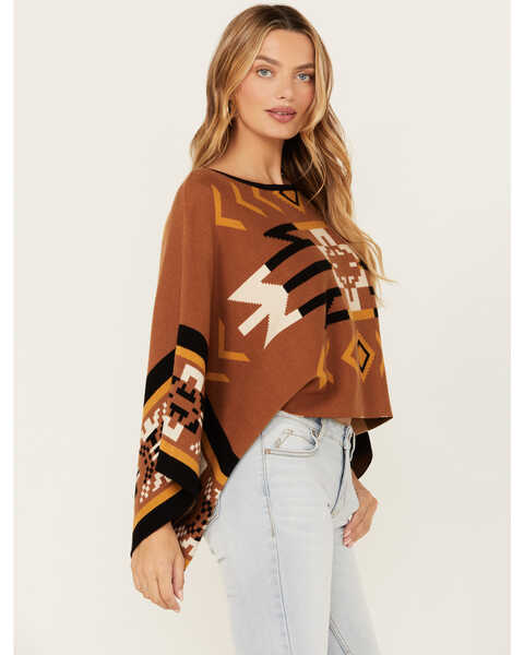 Aztec Print Sweater Poncho