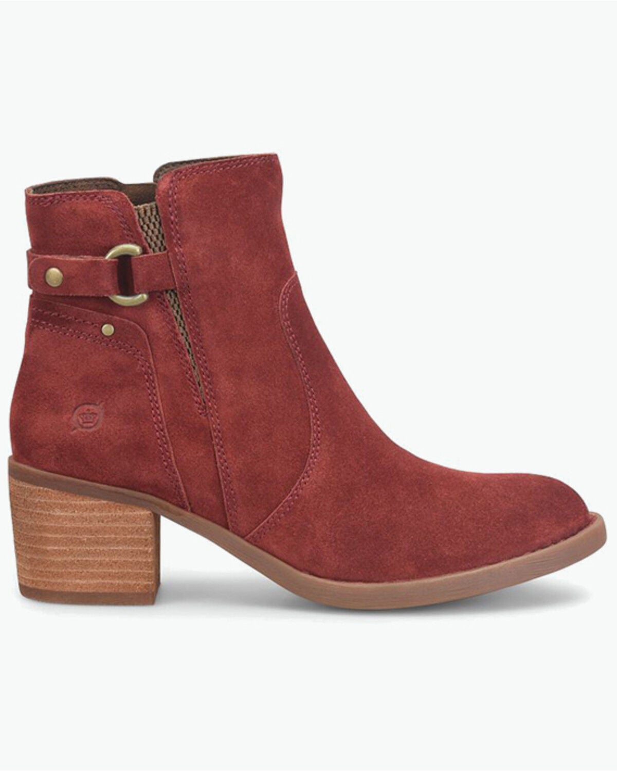 Image #2 - Born Women's Reis Western Booties - Round Toe, Dark Red, hi-res