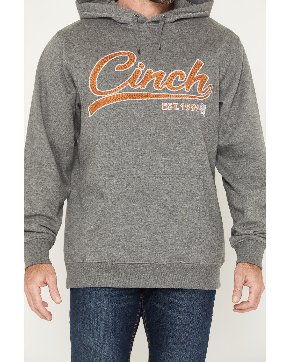 Image #3 - Cinch Men's Logo Hooded Sweatshirt, Grey, hi-res