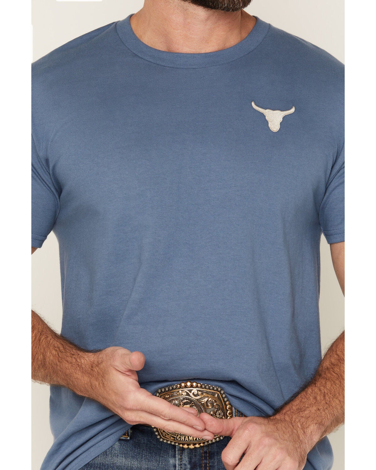 Image #3 - Cody James Men's Bull Skull Embroidered Short Sleeve Graphic T-Shirt, Slate, hi-res