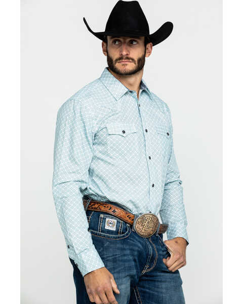 Image #3 - Cody James Men's Rosarito Floral Geo Print Long Sleeve Western Shirt , , hi-res