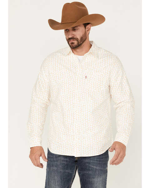 Levi's Men's Long Sleeve Circle Geo Print Western Shirt, Cream, hi-res
