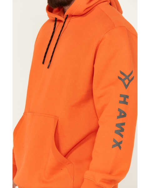 Image #3 - Hawx Men's Season Logo Hooded Work Sweatshirt, Orange, hi-res