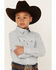 Cody James Boys' Hoof Grid Print Long Sleeve Snap Western Shirt, Sage, hi-res