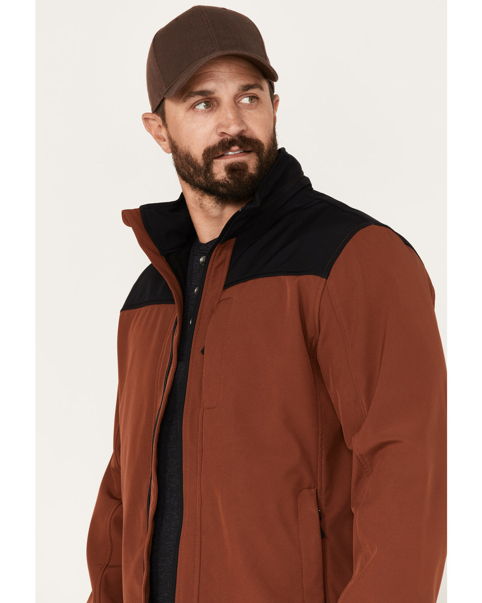 Powder River Outfitters Men's Solid Softshell Jacket, Rust Copper