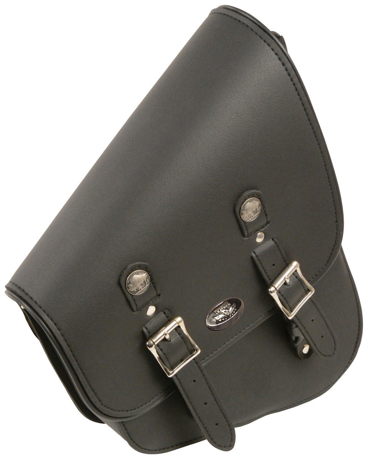 Milwaukee Leather Left Side Tall Slanted Swing Arm Bag, Black, hi-res