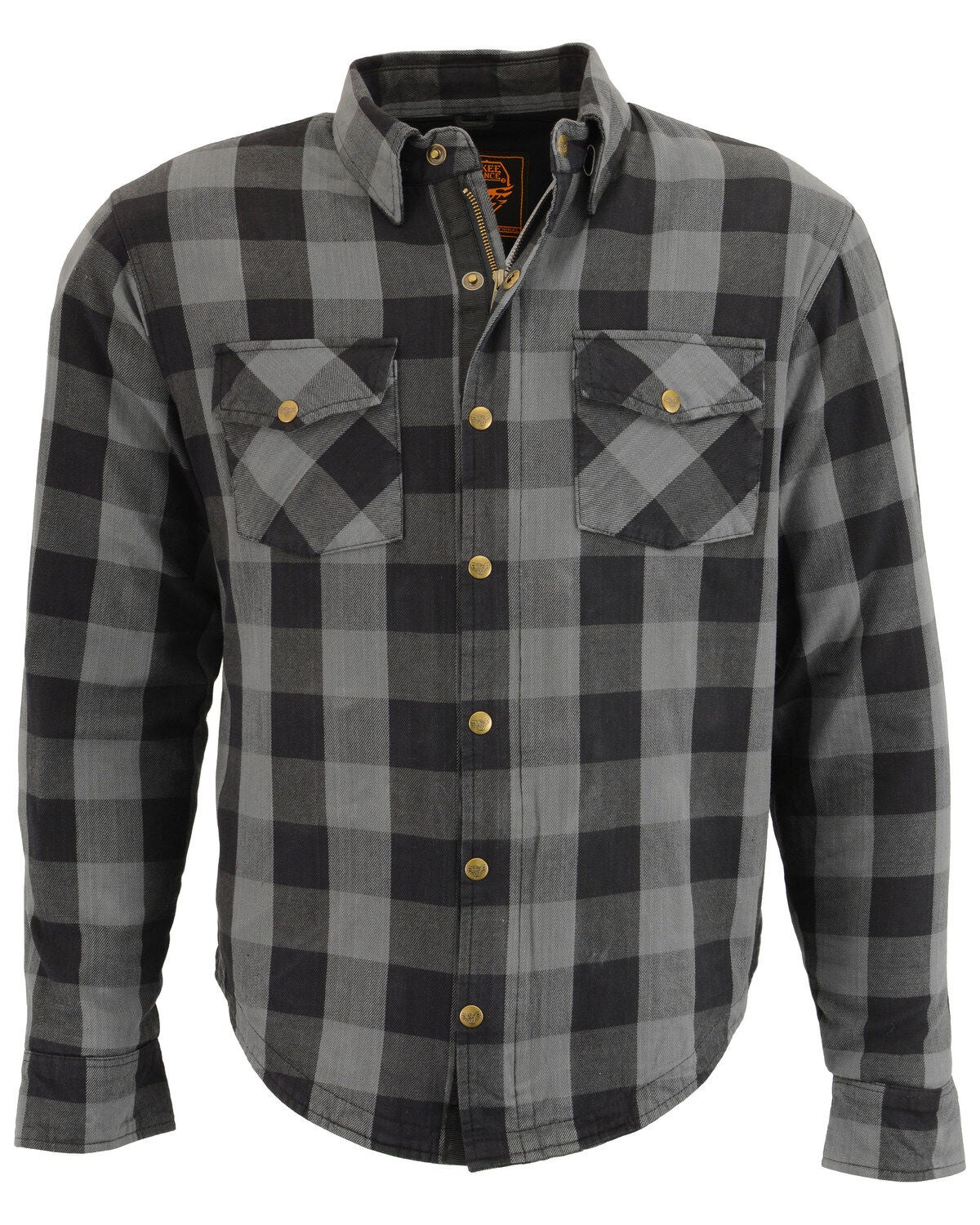 Milwaukee Performance Men's Aramid Checkered Plaid Biker Shirt - Big & Tall, Dark Grey, hi-res