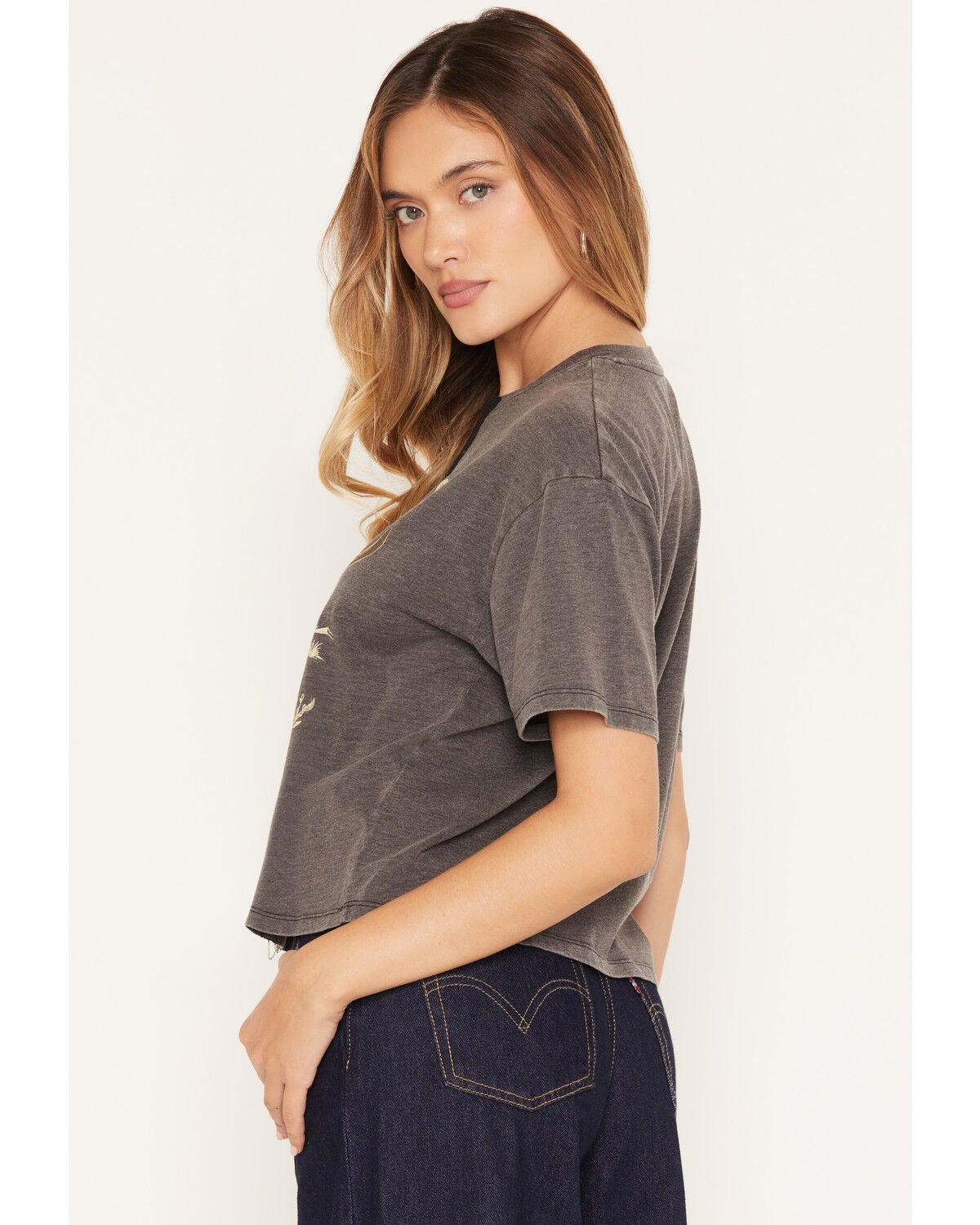 Image #2 - Shyanne Women's Steer Head Chain Front Short Sleeve Graphic Tee, Black, hi-res