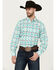 Image #1 - Ariat Men's Jacey Southwestern Print Long Sleeve Button-Down Western Shirt, Turquoise, hi-res