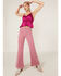 Shyanne Women's Fuchsia Satin Smocked Empire Cami, Fuchsia, hi-res