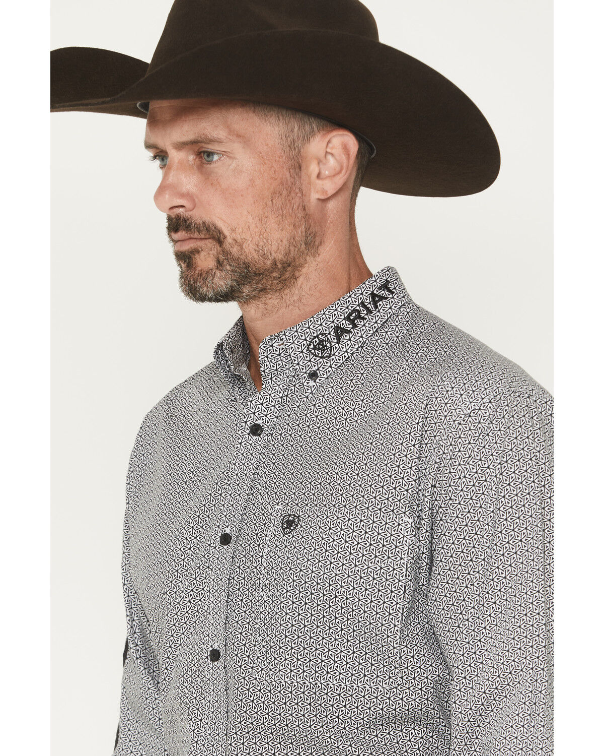 Image #2 - Ariat Men's Team Pablo Geo Print Long Sleeve Button-Down Western Shirt, Black, hi-res