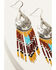 Image #2 - Shyanne Women's Frontier Antique Teardrop Seed Bead Fringe Earrings, Silver, hi-res
