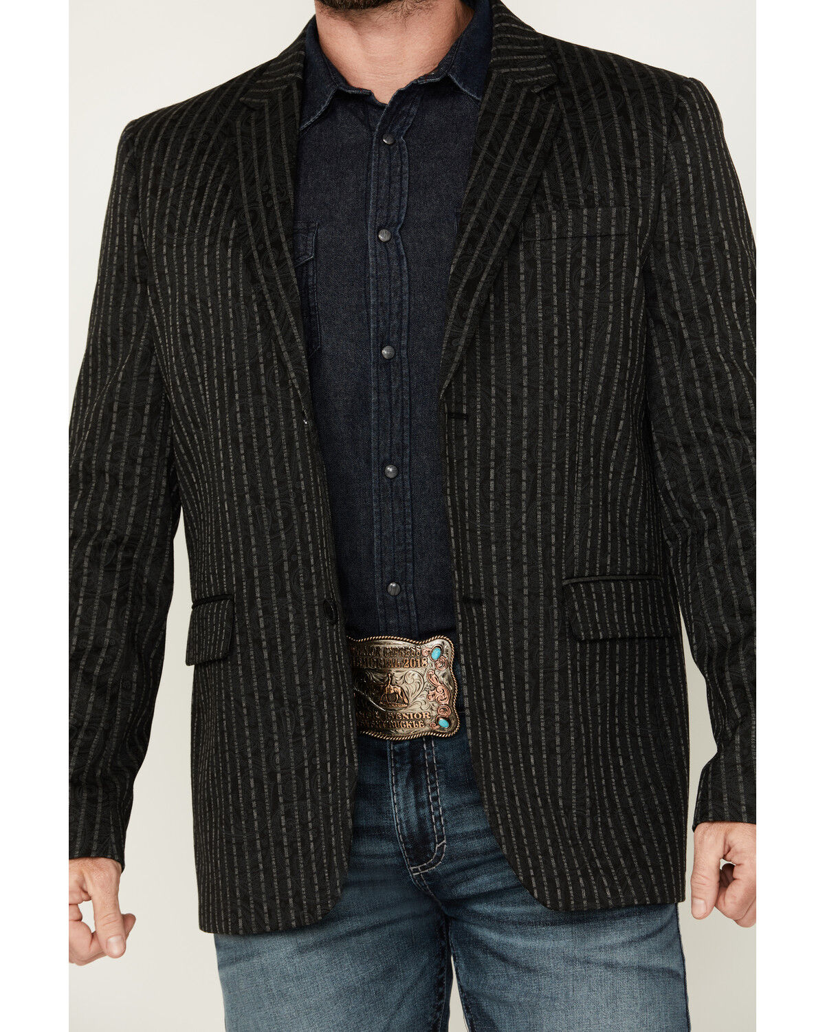 Product Name:  Rock & Roll Denim Men's Striped Paisley Print Sportcoat