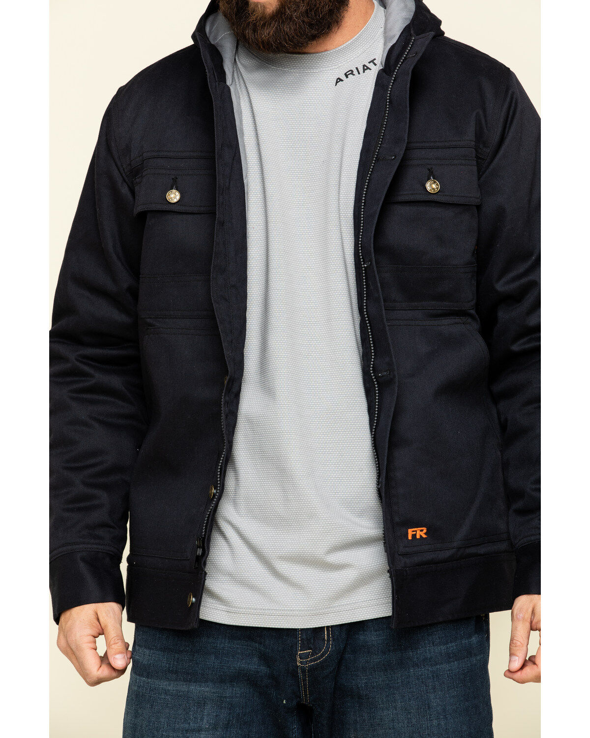 Image #4 - Cody James Men's FR Hooded Duck Work Jacket, Black, hi-res