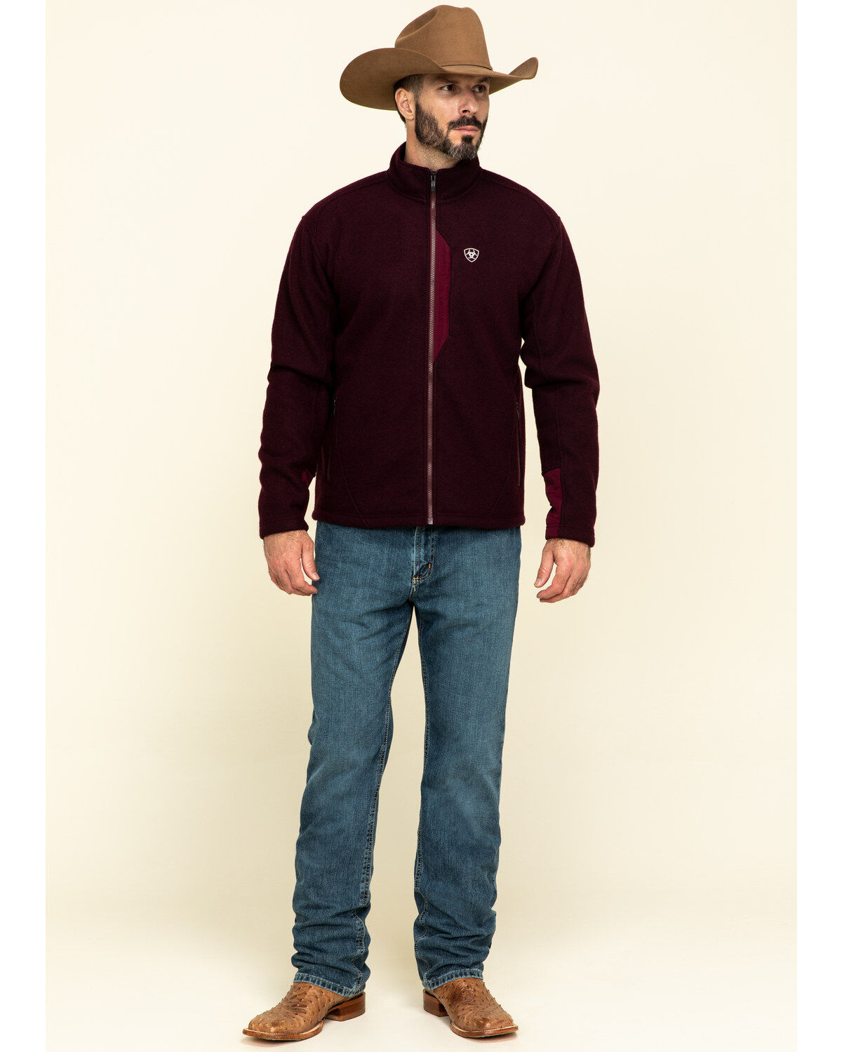 Image #6 - Ariat Men's Malbec Heather Bowdrie Bonded Full Zip Front Jacket, Wine, hi-res