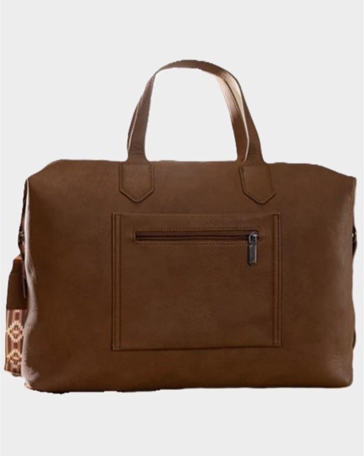 Image #2 - Wrangler Women's Sherpa Southwestern Print Canvas Duffle Bag, Brown, hi-res
