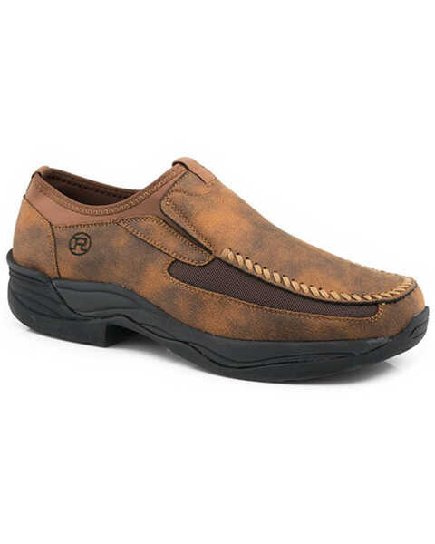 Roper Men's Colt Vintage Faux Slip-On Casual Shoes - Moc Toe , Tan, hi-res