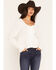 Image #1 - Wonderwest Women's Long Sleeve Lace Trim Button-Front Top, Ivory, hi-res