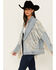Image #2 - Saints & Hearts Women's Light Wash Denim Fringe Blazer, , hi-res