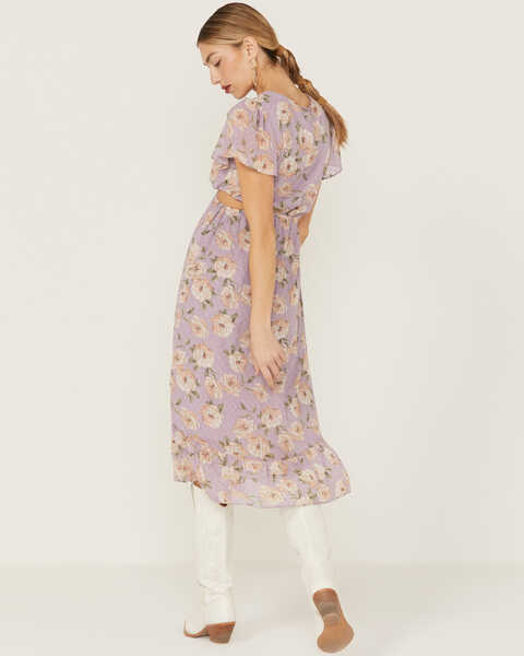 Image #3 - Sadie & Sage Women's Floral Cut-Out Midi Dress, Lavender, hi-res