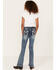 Grace in LA Girls' Floral Embroidered Bootcut Jeans, Blue, hi-res