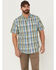 Resistol Men's Hampton Plaid Print Short Sleeve Button Down Western Shirt , Light Green, hi-res