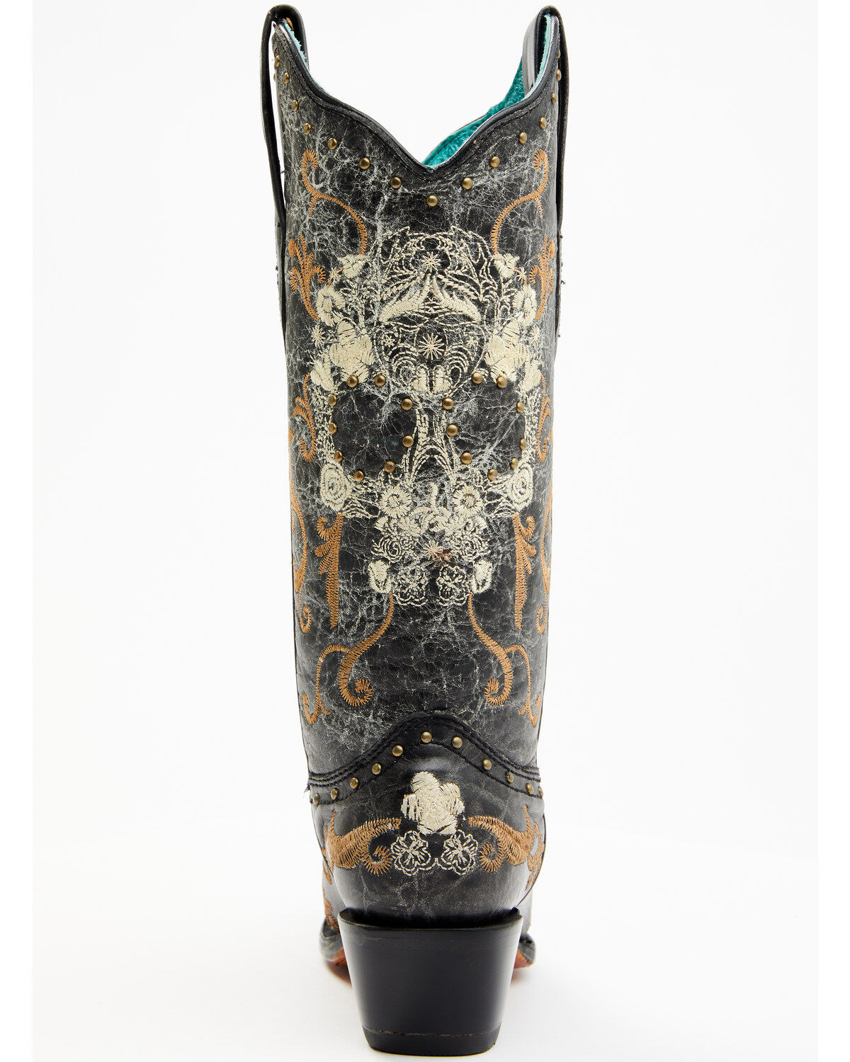 Image #5 - Corral Women's Floral Skull Embroidery & Studs Western Boots - Snip Toe, , hi-res