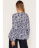 Image #4 - Wild Moss Women's Floral Print Ruffle Long Sleeve Top, Navy, hi-res