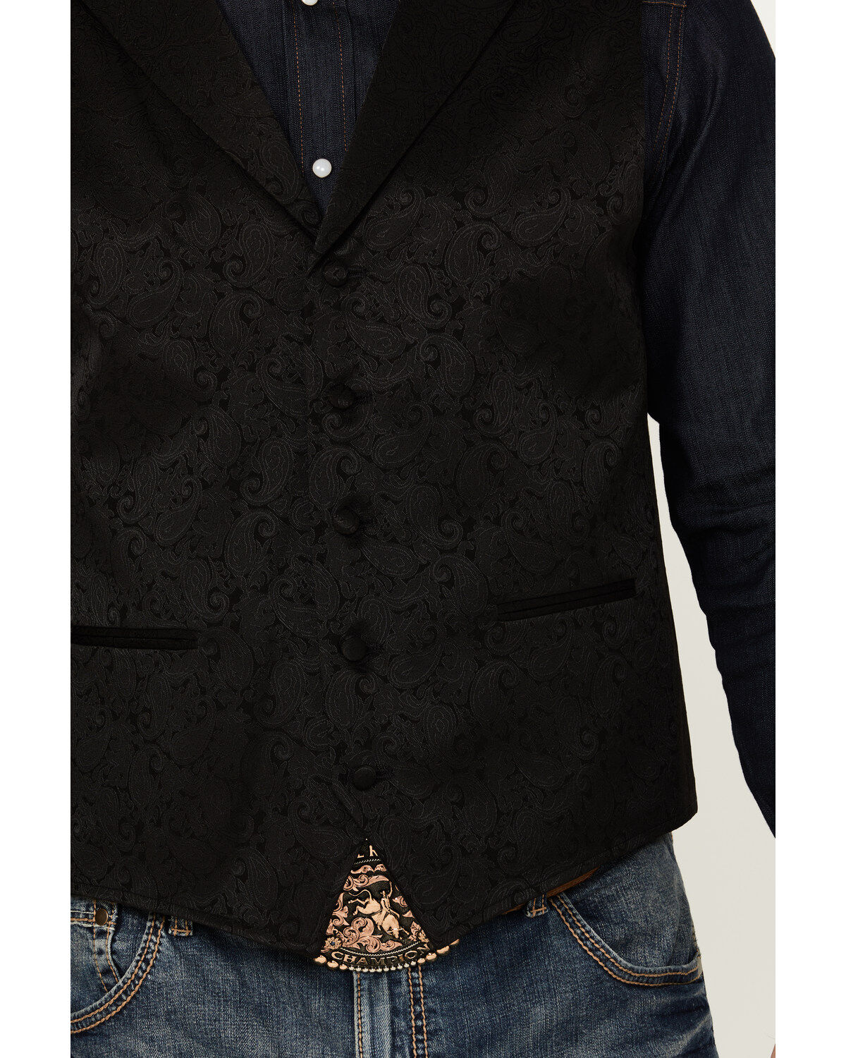 Image #2 - Cody James Men's Nashville Paisley Print Vest, Black, hi-res