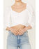 Image #4 - Beyond The Radar Women's Cut Out Sleeve Tie Back Top, White, hi-res