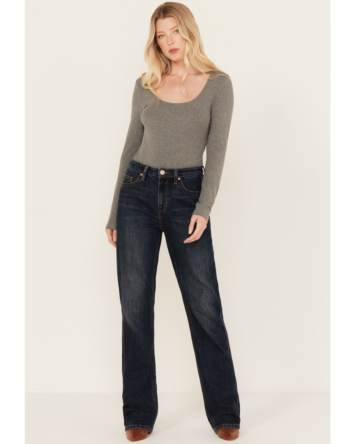 Image #1 - Rock & Roll Denim Women's Desperado Dark Wash High Rise Star Yoke Bootcut Jeans, Dark Wash, hi-res