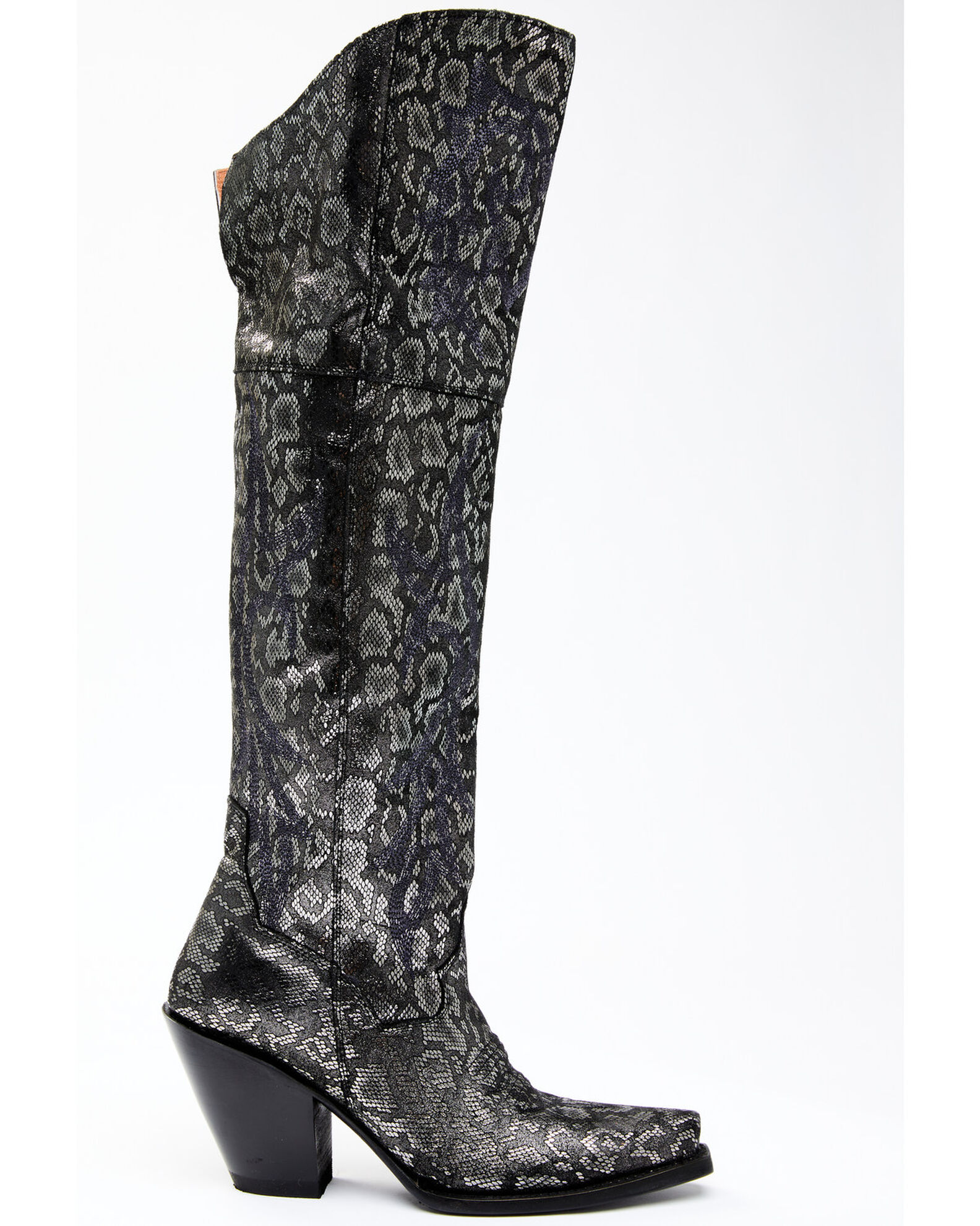 Dan Post Women's Black Snake Print Western Boots - Snip Toe, Silver
