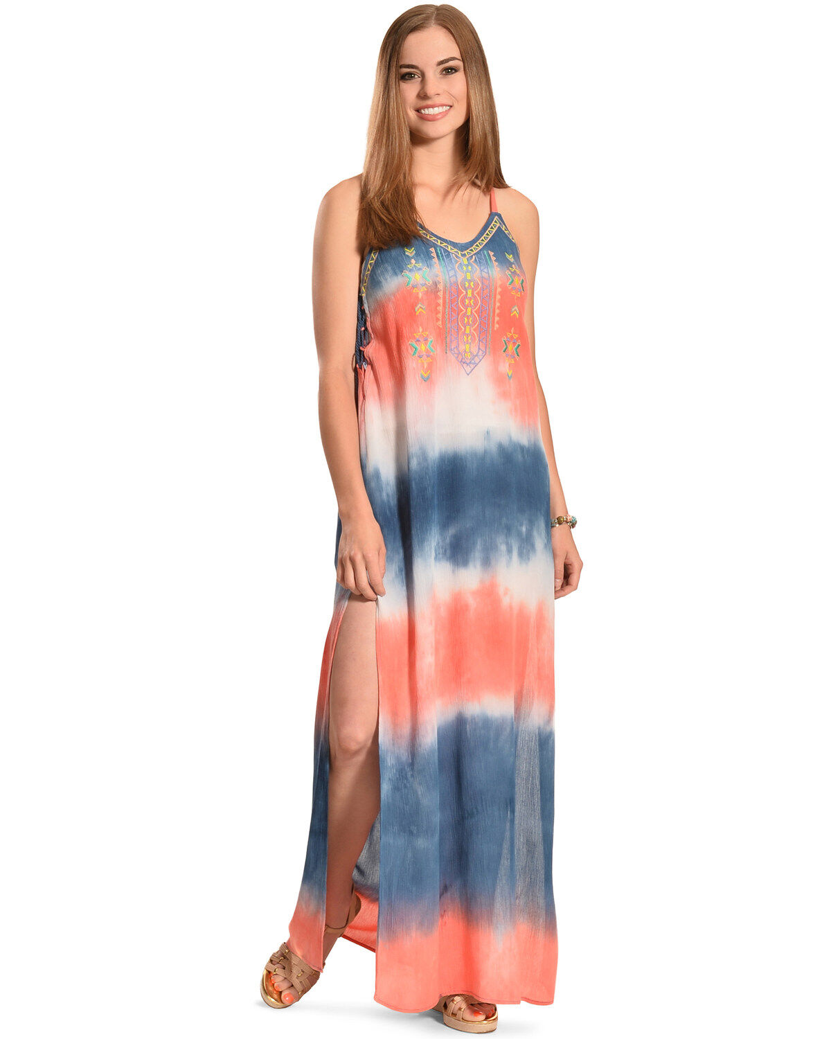 women's tie dye maxi dress