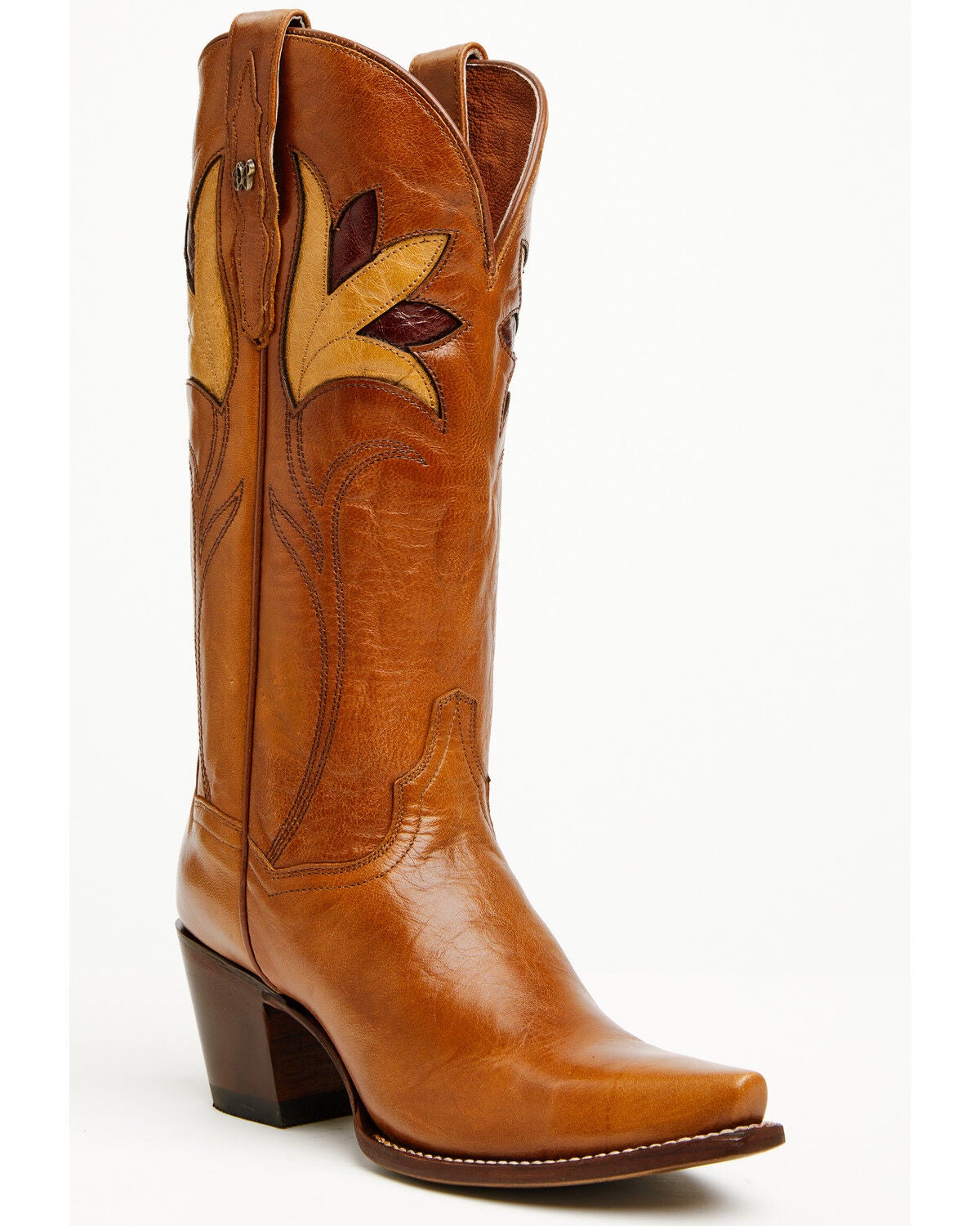 Dan Post Women's Marsala Whiskey Inlay Tall Western Boots - Snip Toe, Brown, hi-res