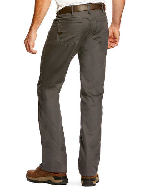 Ariat Men's Rebar M4 Stretch Canvas 5 Pocket Bootcut Pants, Light Grey, hi-res