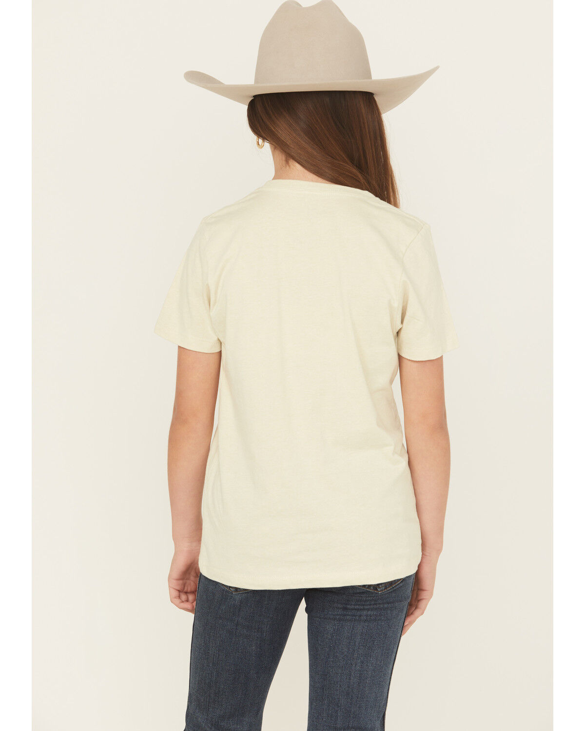 Image #4 - Ariat Girls' Outta Style Short Sleeve Graphic Tee, Tan, hi-res