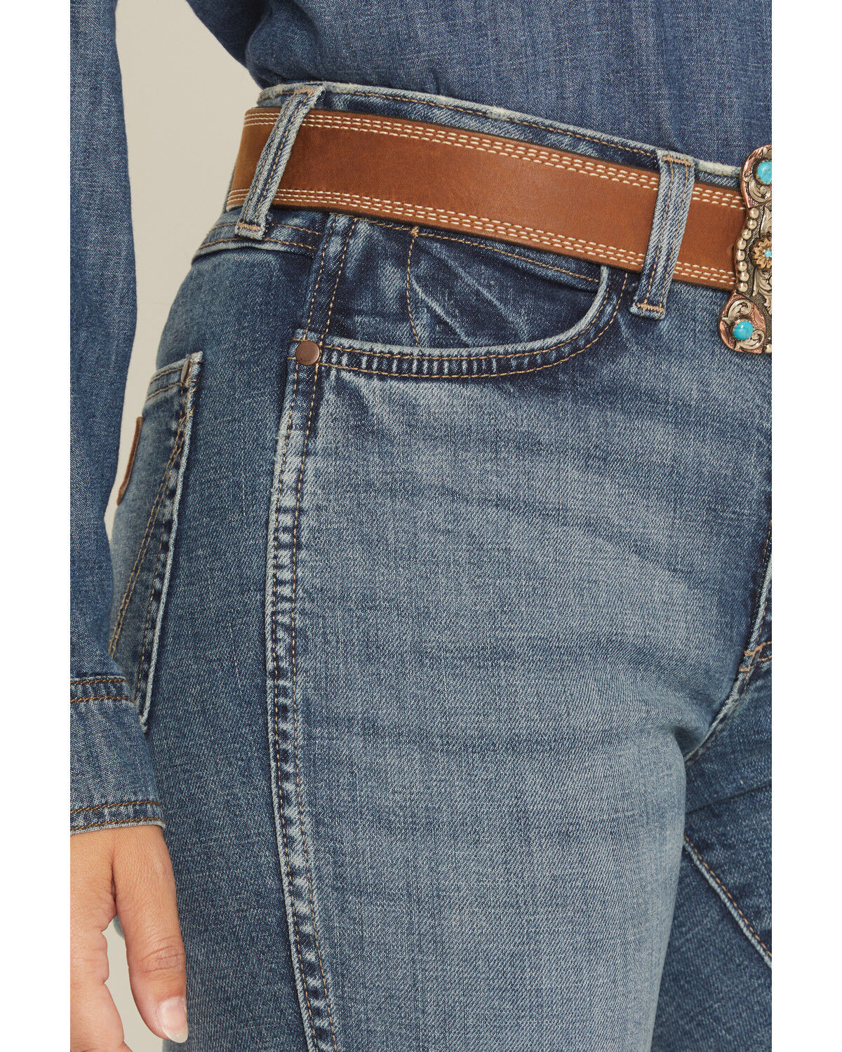 Image #2 - Wrangler Retro Women's Dark Wash Natalia High Rise Bailey Bootcut Stretch Denim Jeans, Dark Wash, hi-res