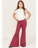 Rock & Roll Denim Girls' Bargain Bells Flare Jeans, Burgundy, hi-res