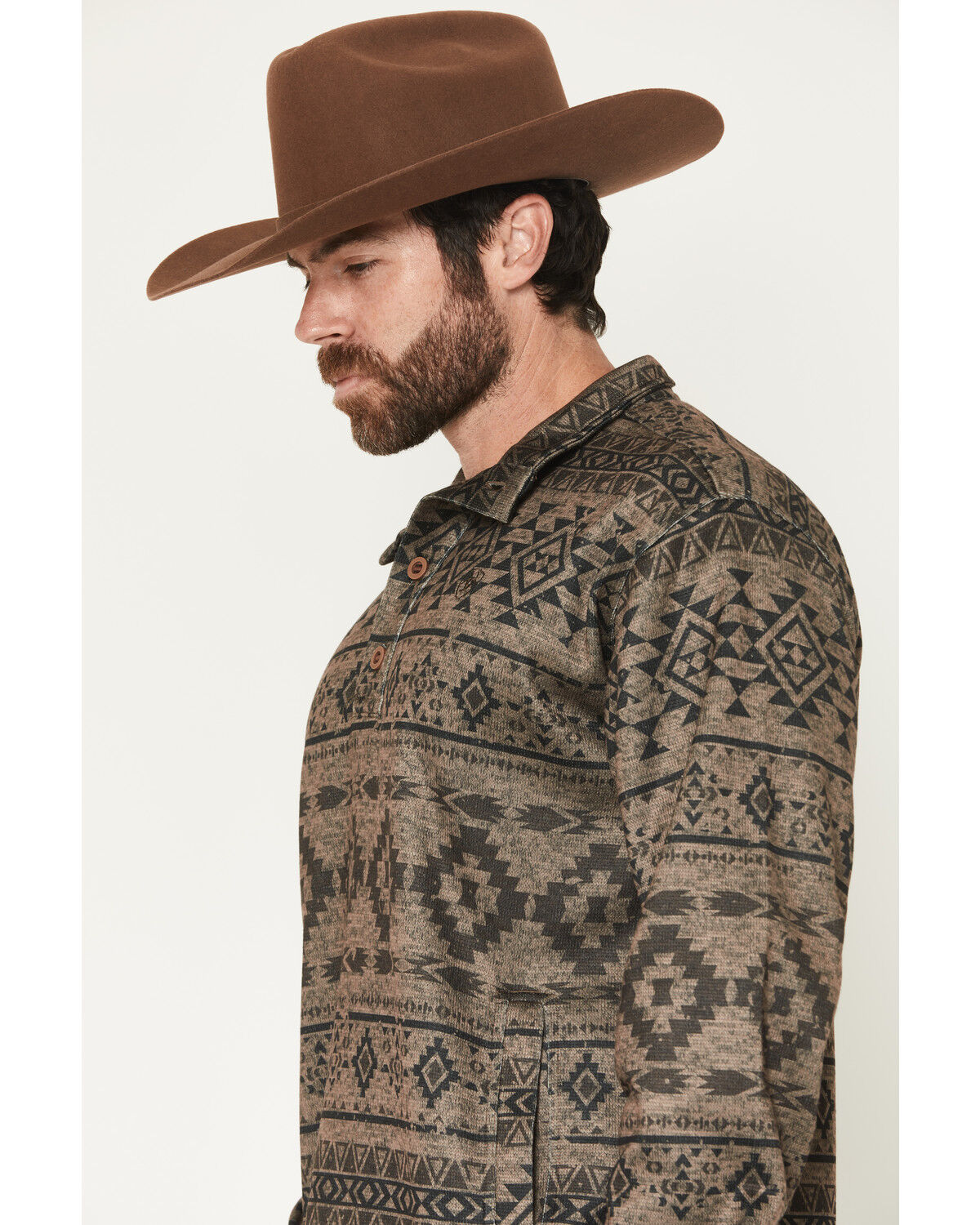 Image #2 - Ariat Men's Caldwell 1/4 Button-Down Pullover Sweater, Tan, hi-res