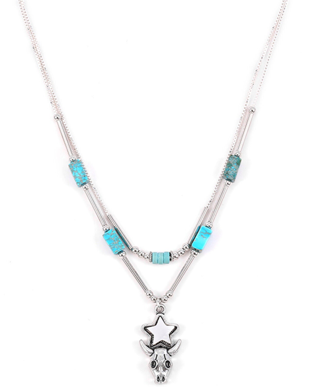 Cowgirl Confetti Women's Empty Island Layered Necklace, Silver, hi-res