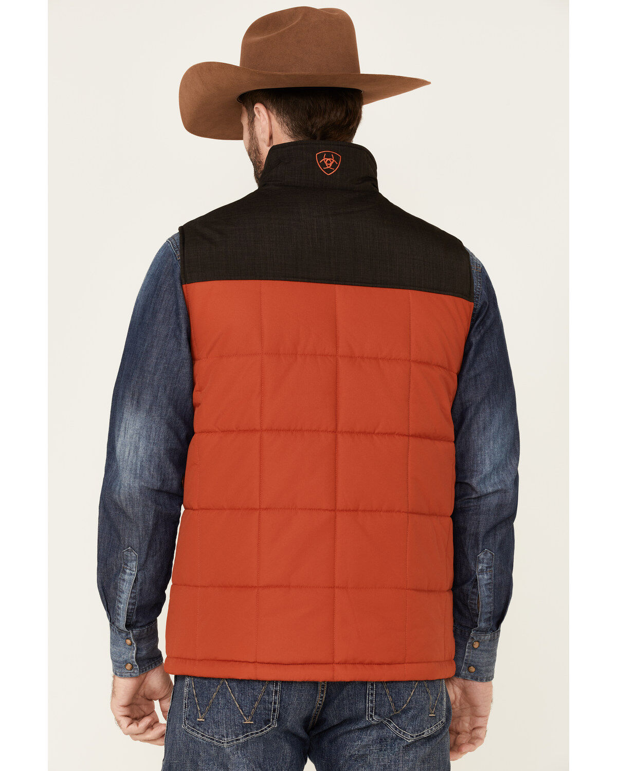 Image #4 - Ariat Men's Orange Color Block CC Crius Zip-Front Vest, Orange, hi-res