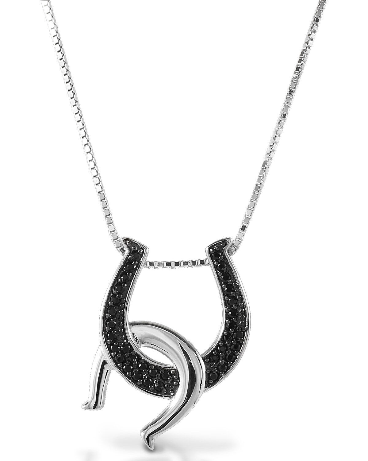 Image #1 - Kelly Herd Women's Black Double Horseshoe Necklace, Silver, hi-res