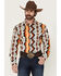 Image #1 - Wrangler Men's Checotah Southwestern Print Long Sleeve Snap Western Shirt - Big, Orange, hi-res