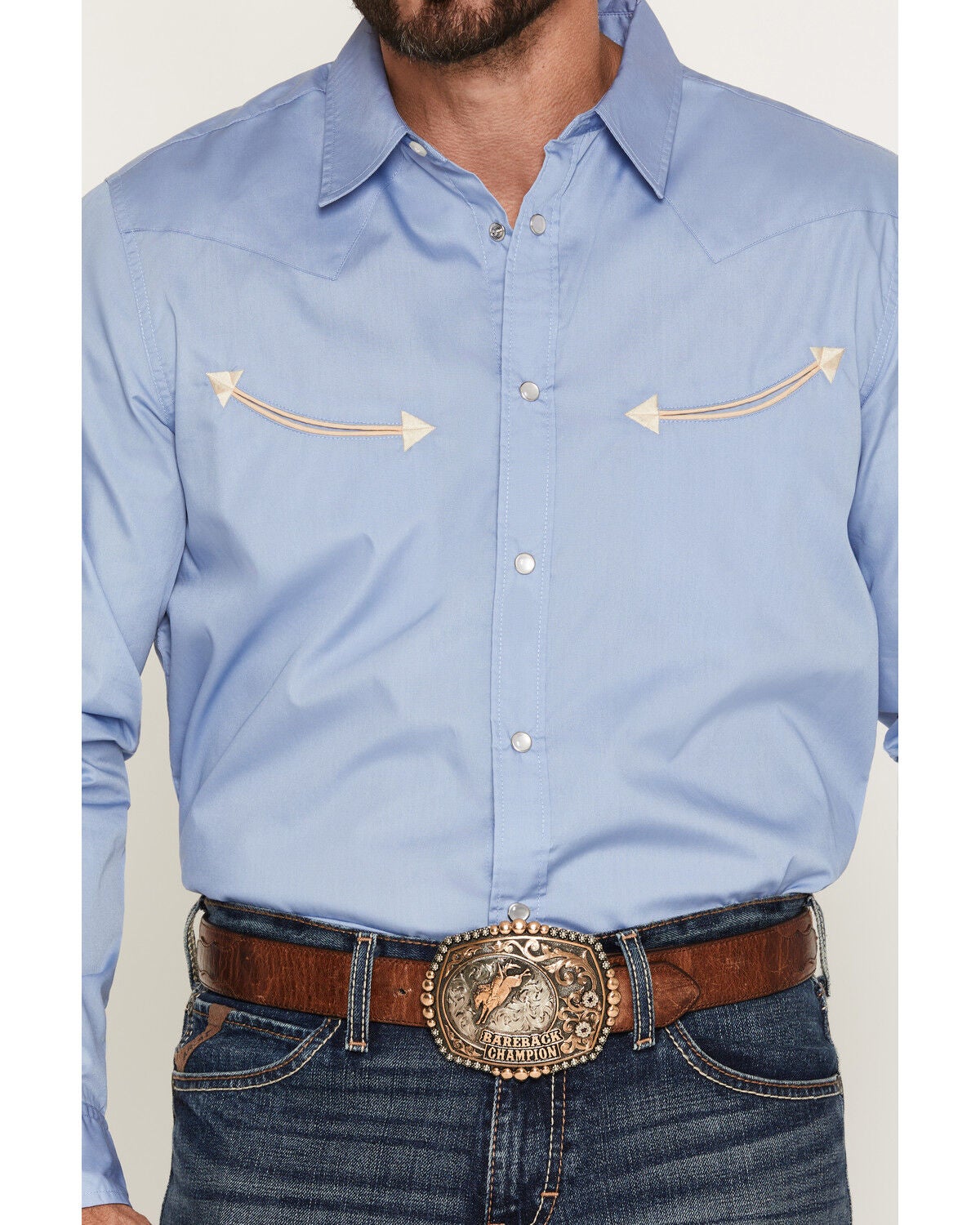 Image #3 - Gibson Trading Co Men's All Smiles Solid Long Sleeve Snap Western Shirt, Blue, hi-res