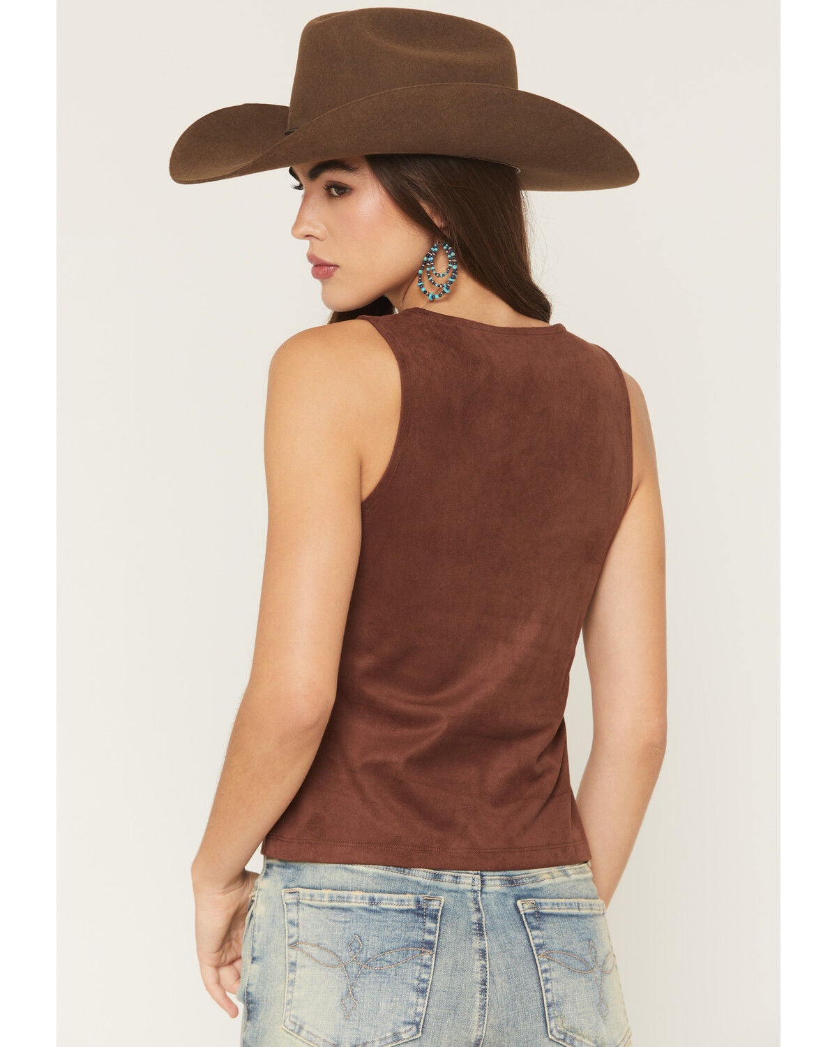 Image #4 - Shyanne Women's Cut Out Tie-Front Tank, Chocolate, hi-res