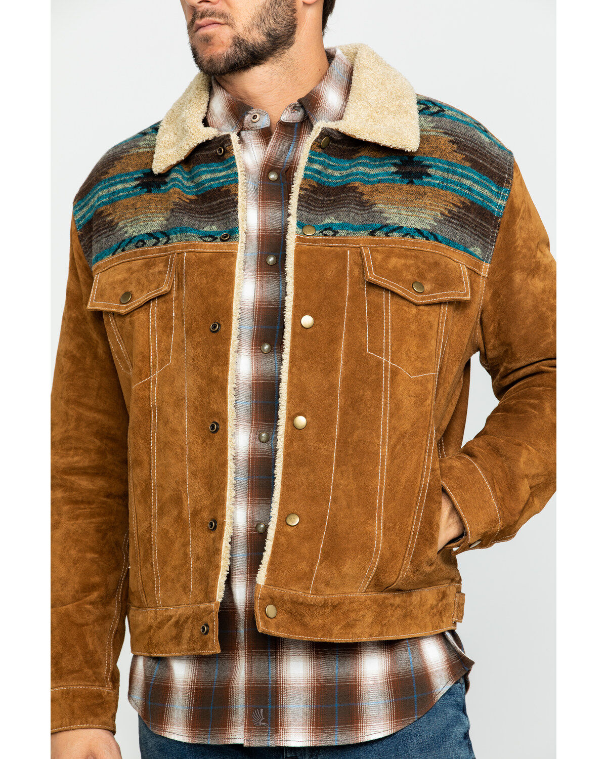 Image #4 - Scully Men's Cafe Brown Boar Suede Jean Jacket - Big, Brown, hi-res