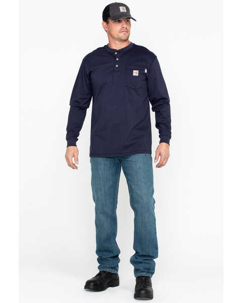 Image #6 - Carhartt Men's FR Henley Long Sleeve Work Shirt, Navy, hi-res