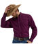 Image #1 - George Strait by Wrangler Men's Solid Long Sleeve Button-Down Stretch Western Shirt - Big, Burgundy, hi-res