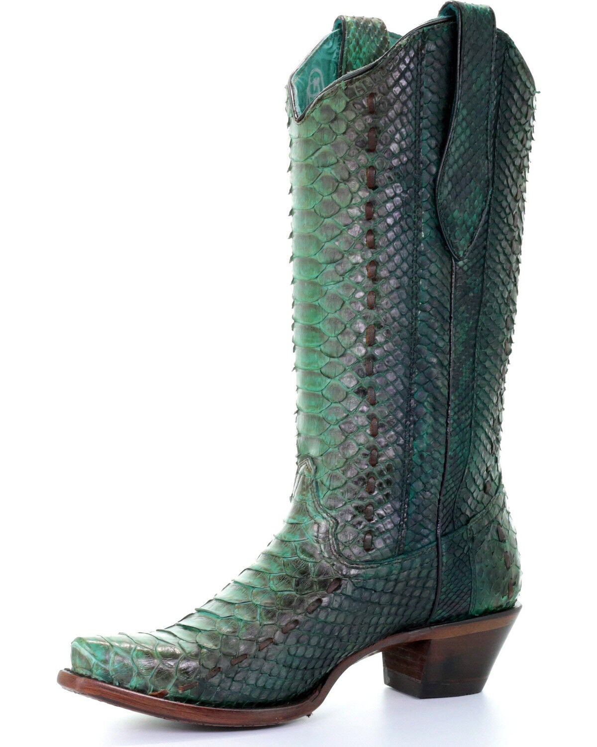 Corral Women's Turquoise Full Python Woven Cowgirl Boots - Snip Toe