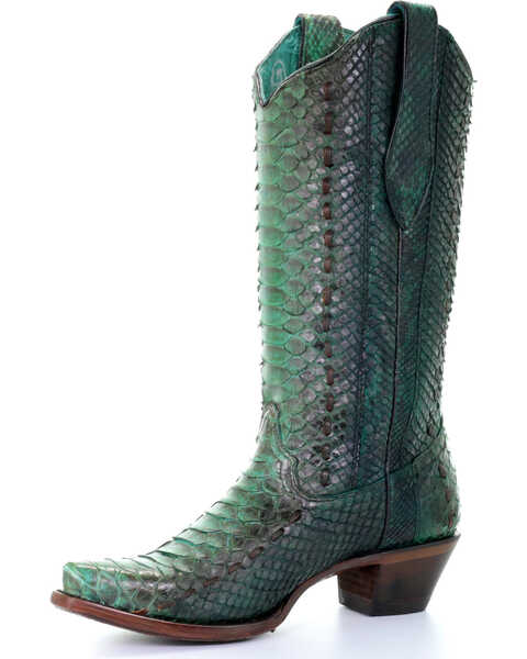 Corral Women's Turquoise Full Python Woven Cowgirl Boots - Snip Toe, Turquoise, hi-res